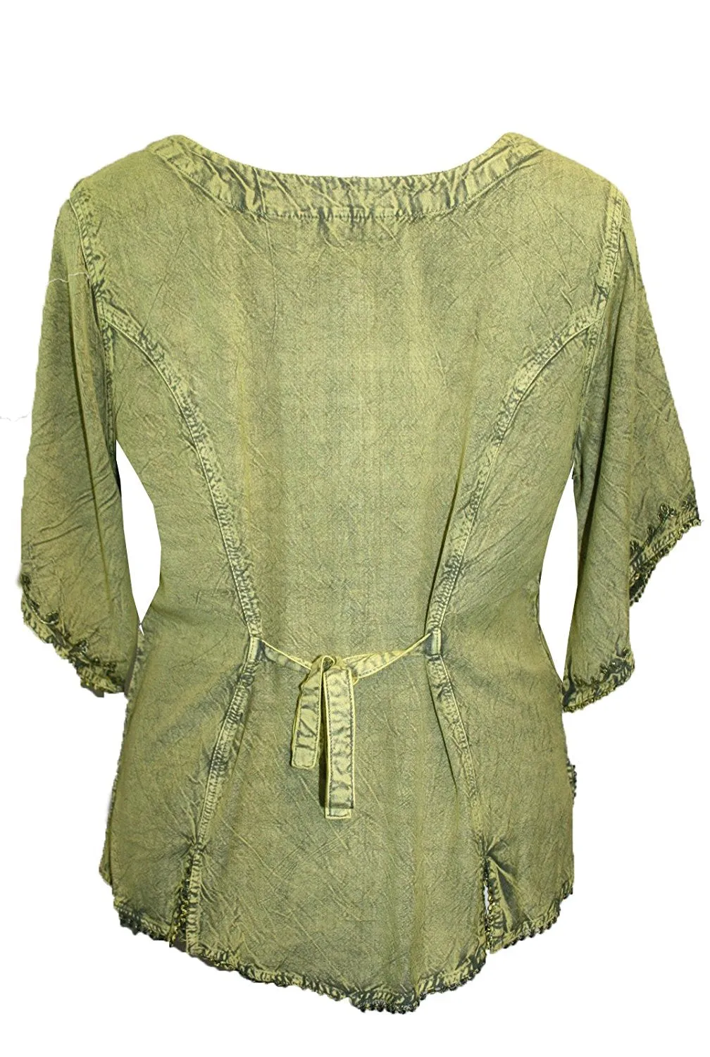 125 B Scooped Neck Medieval  Embroidered Blouse Top
