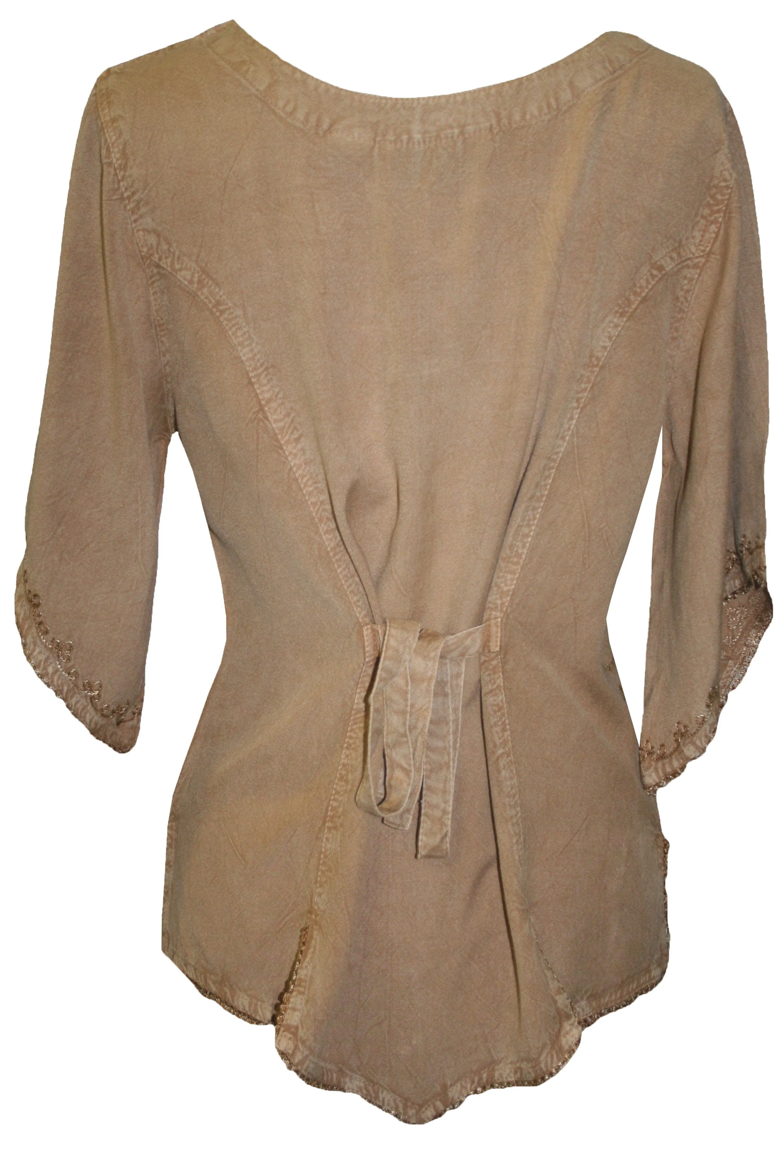 125 B Scooped Neck Medieval  Embroidered Blouse Top