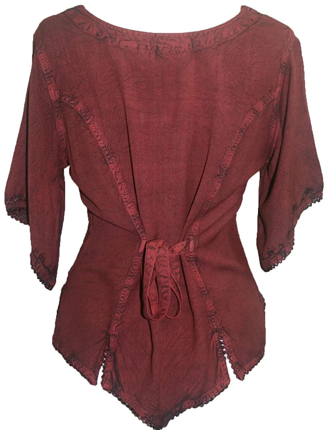 125 B Scooped Neck Medieval  Embroidered Blouse Top