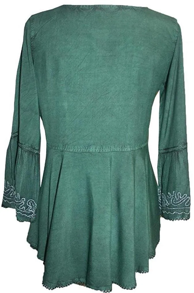 133 B White Floral Embroidered Medieval Gothic Tunic Blouse
