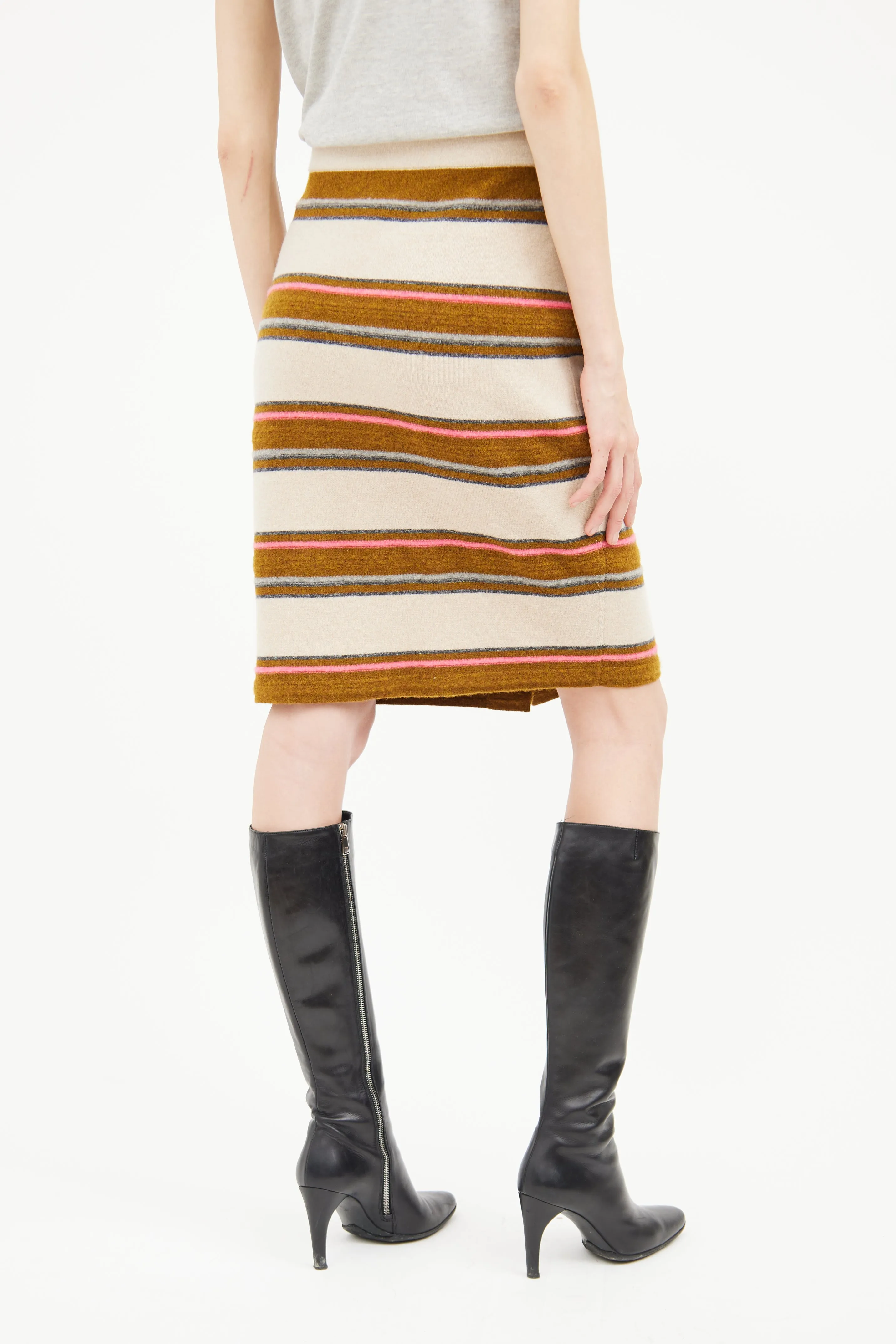 2014 Colour Stripe Cashmere Skirt