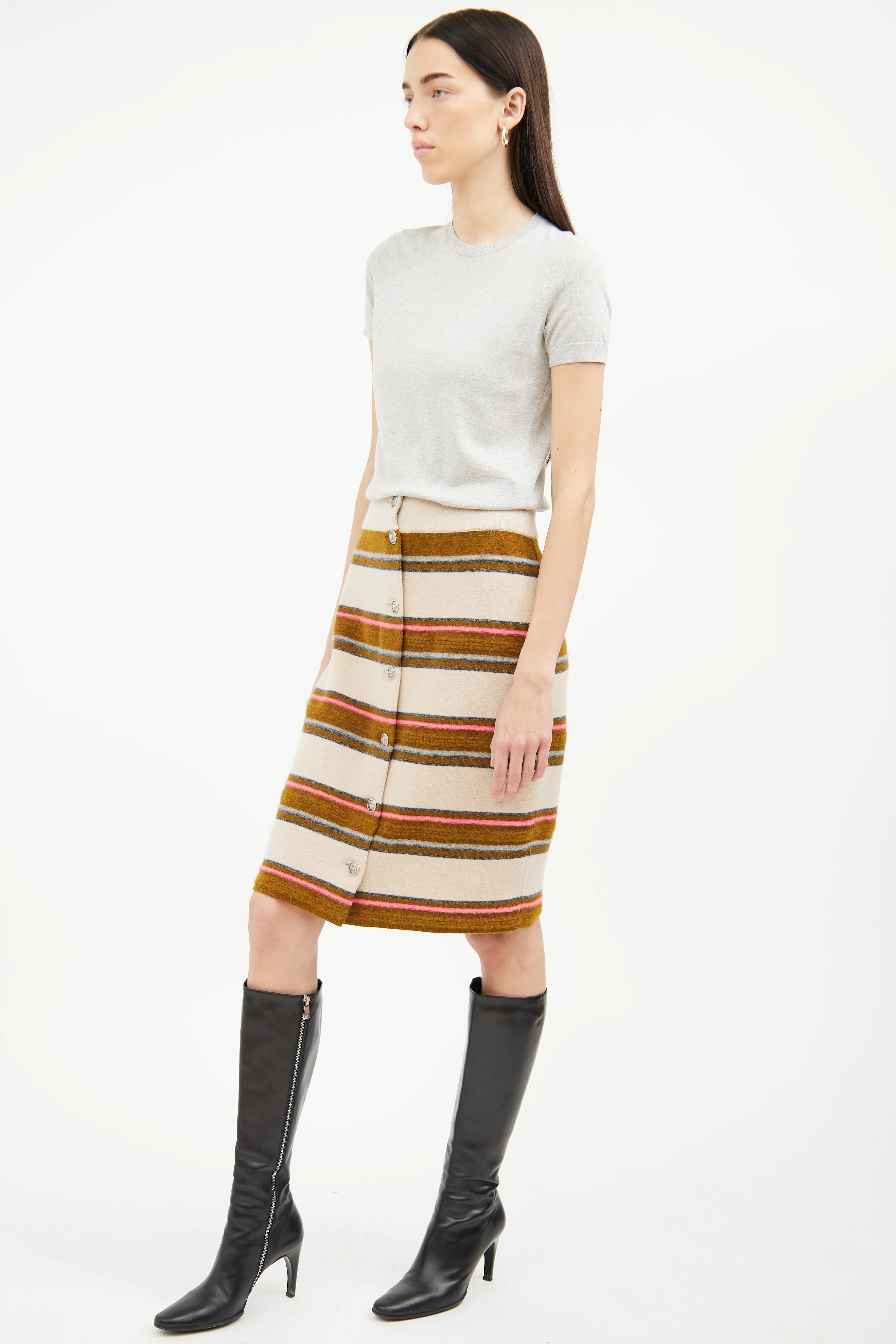 2014 Colour Stripe Cashmere Skirt