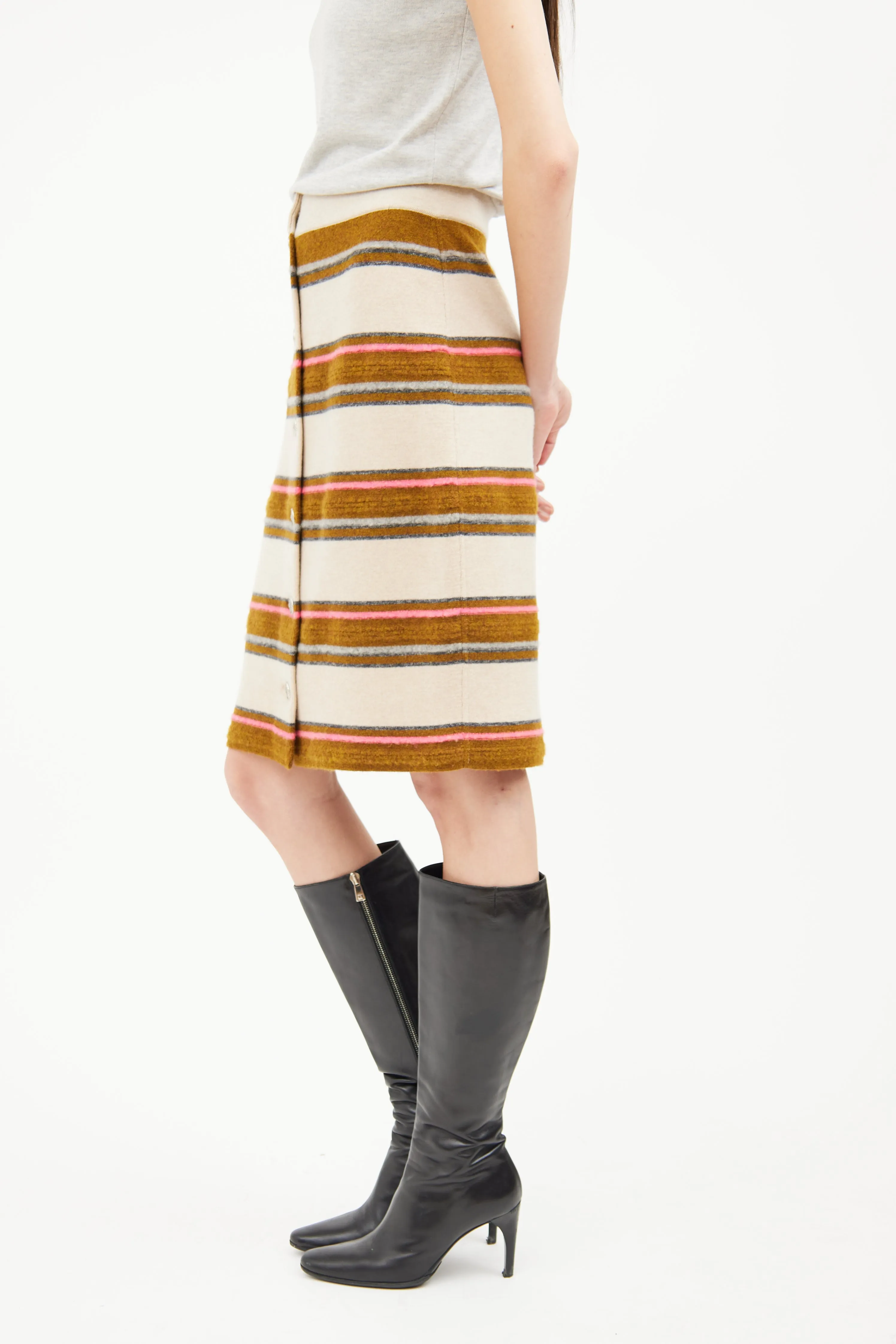 2014 Colour Stripe Cashmere Skirt