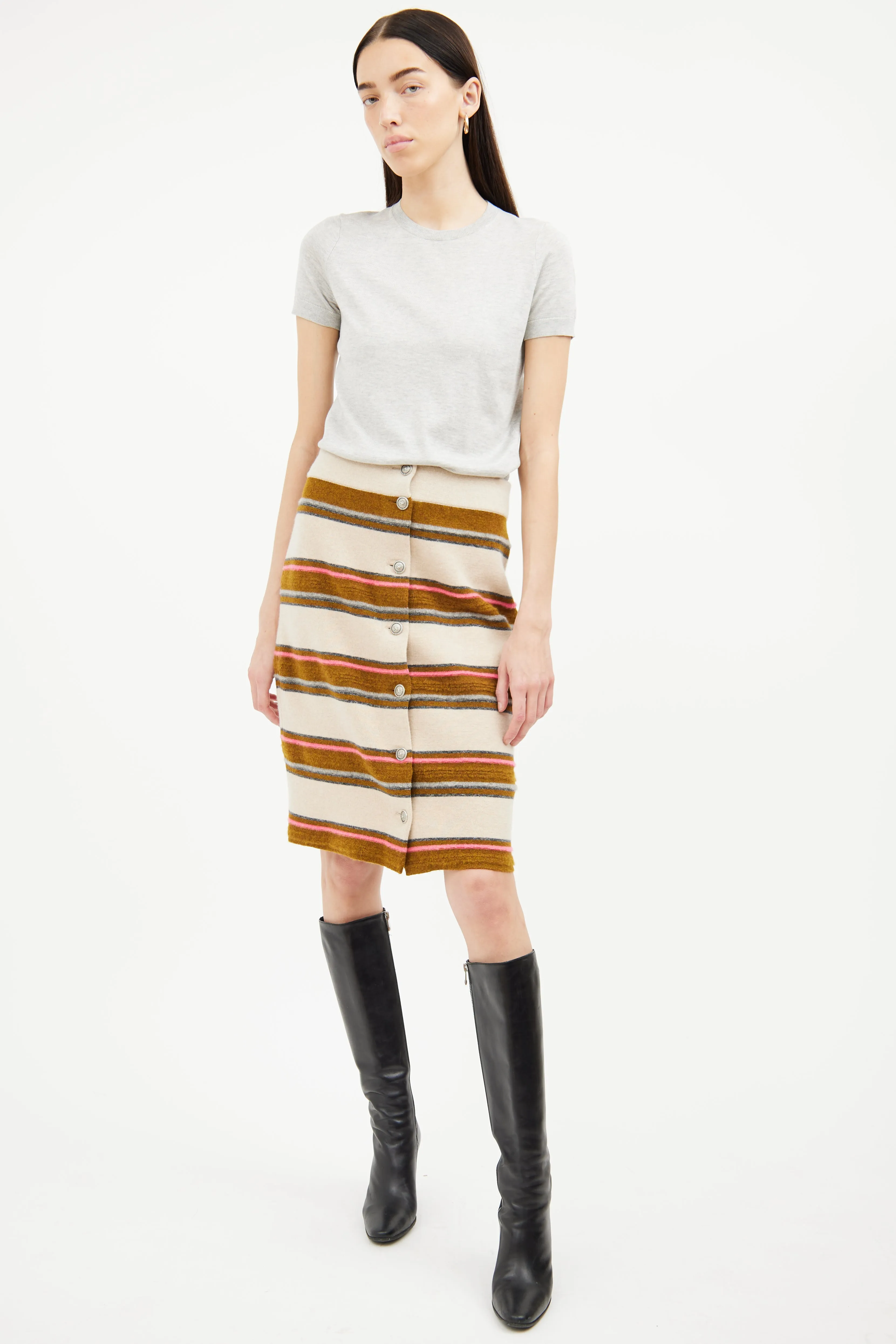 2014 Colour Stripe Cashmere Skirt