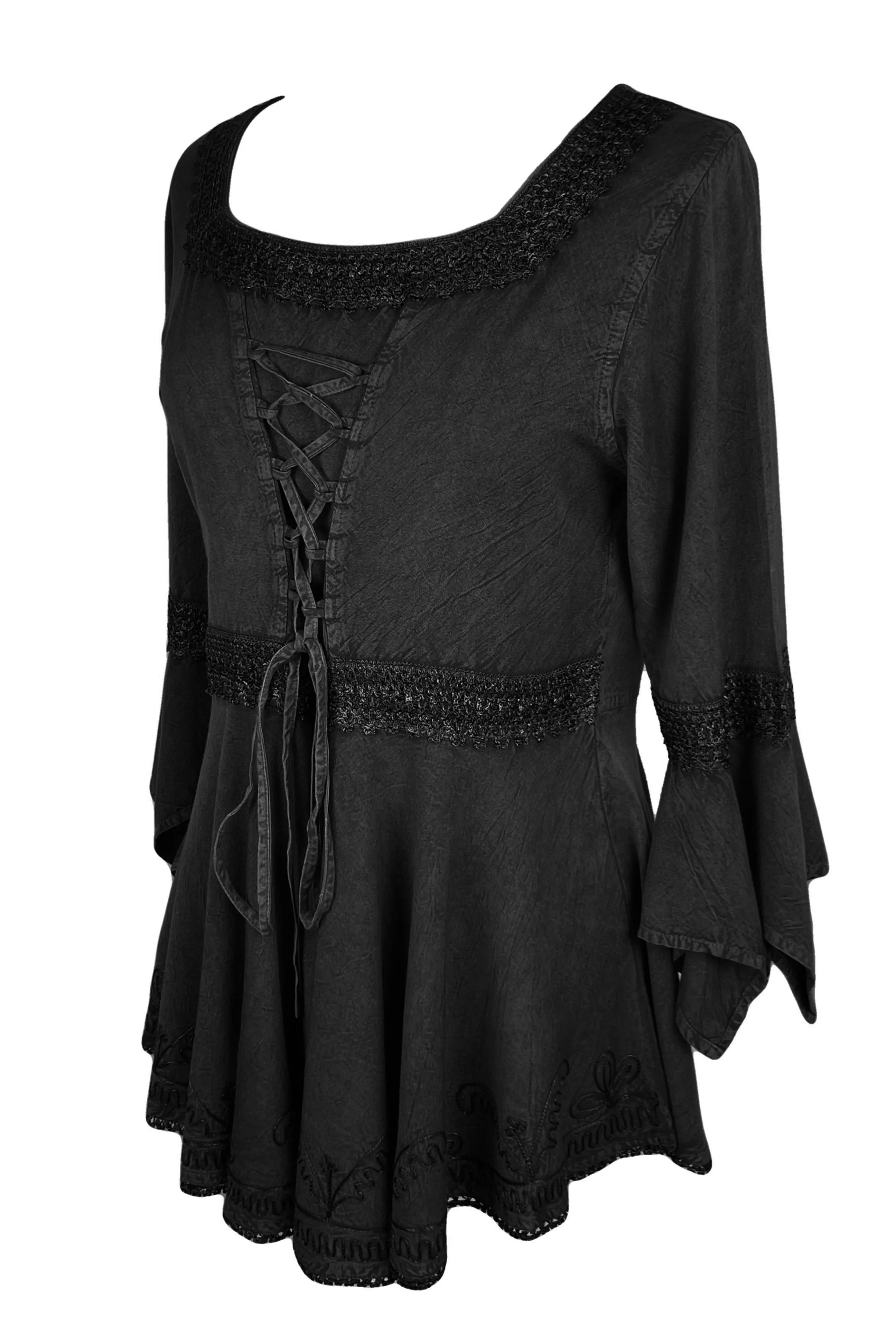 301 NB Corset Bohemian Handkerchief Flare Tunic Top Blouse