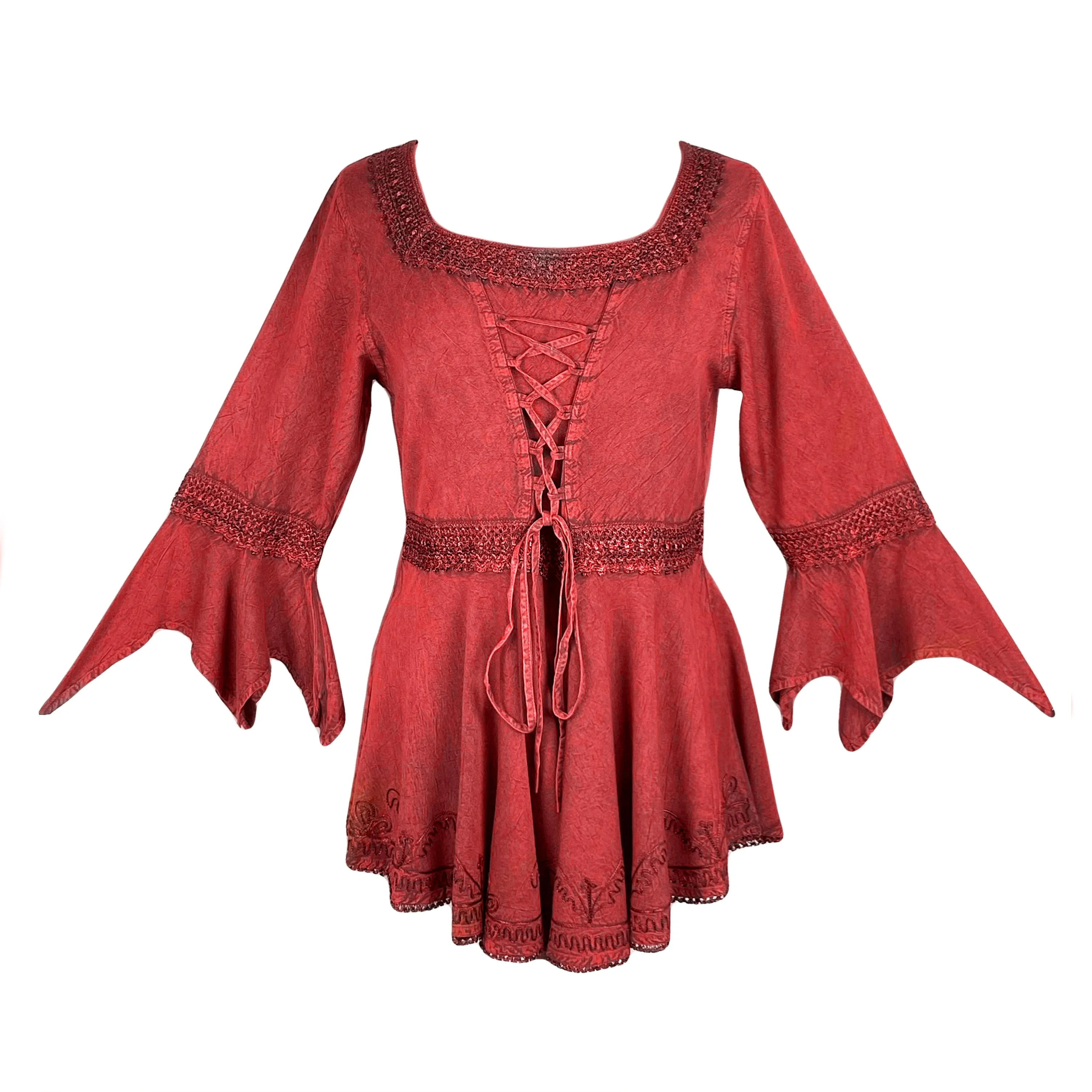 301 NB Corset Bohemian Handkerchief Flare Tunic Top Blouse