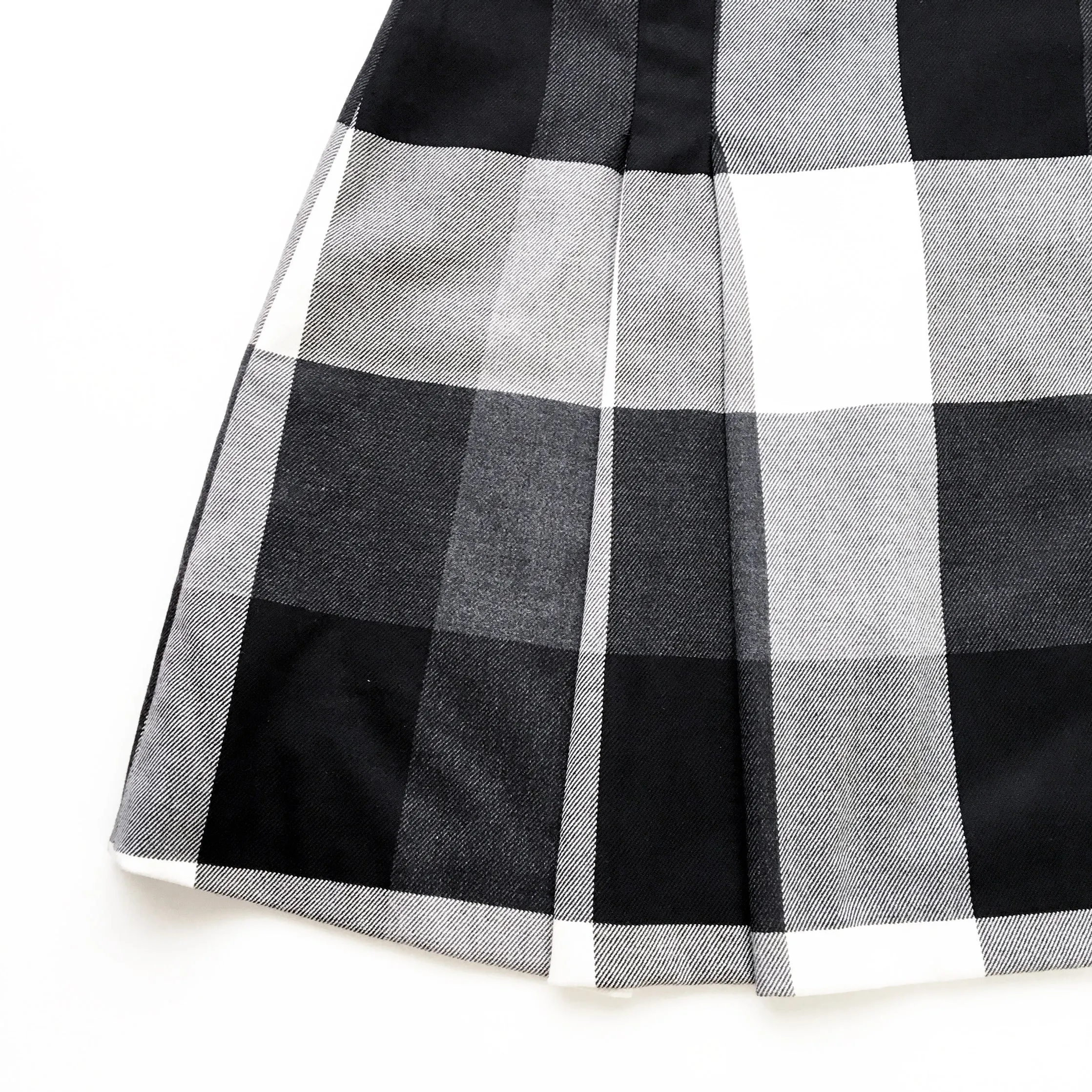 90S Y2K CHECK HIGH WAIST WAISTED SIDE DOUBLE PLEATS PLEATED SKIRT