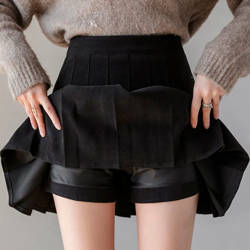 Basic High Waist Pleated Skort