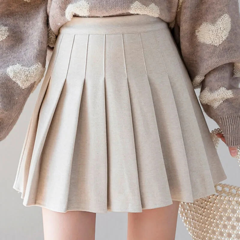 Basic High Waist Pleated Skort