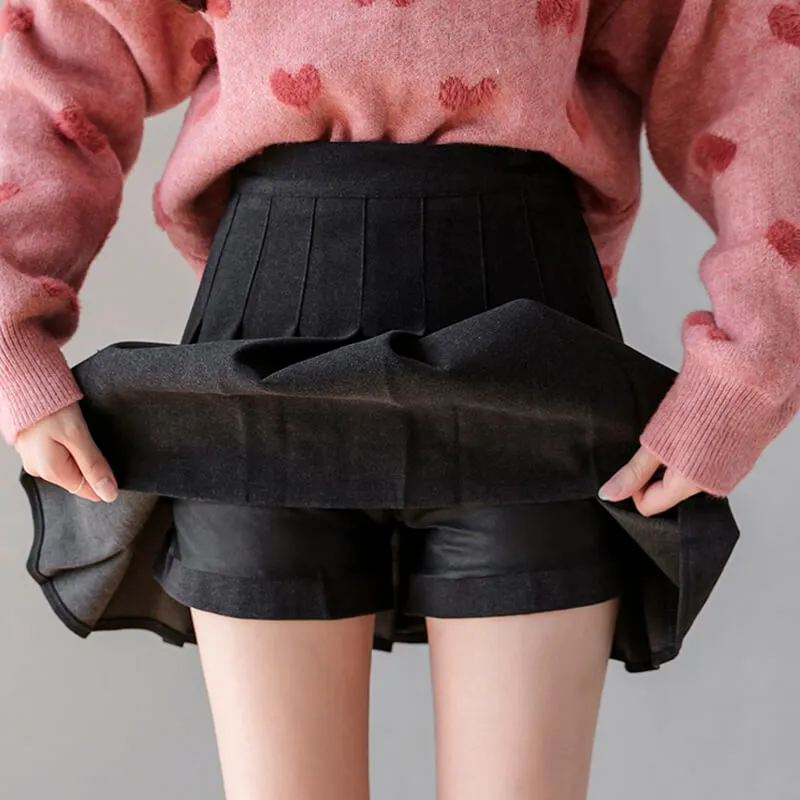 Basic High Waist Pleated Skort