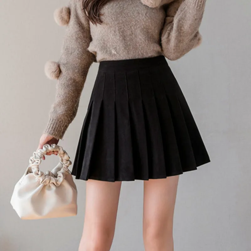 Basic High Waist Pleated Skort