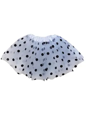 Black & White Polka Dot 101 Dalmatians Spotted Dog Tutu Skirt Costume for Girls, Women, Plus