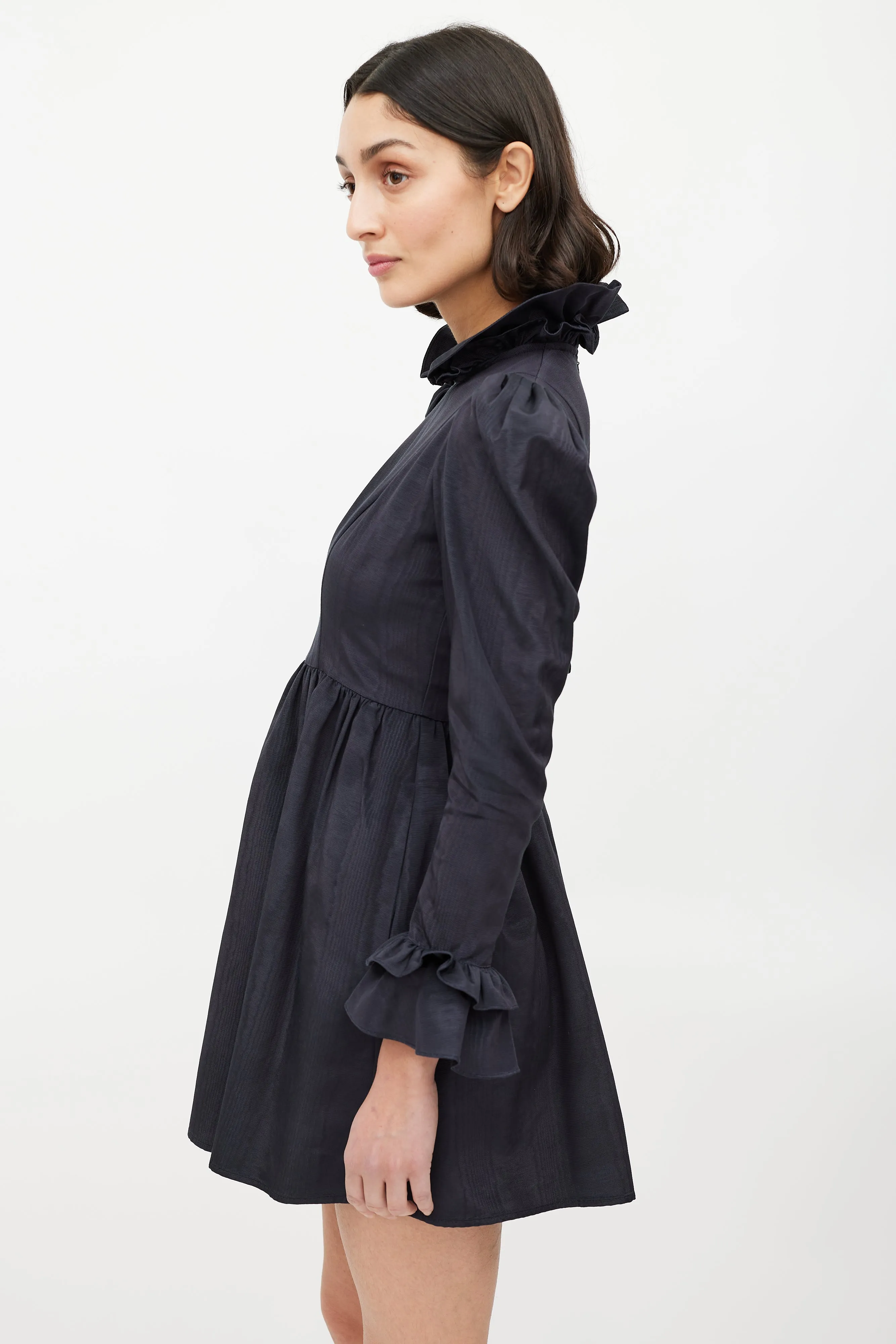 Black Ruffled Peter Pan Collar Dress