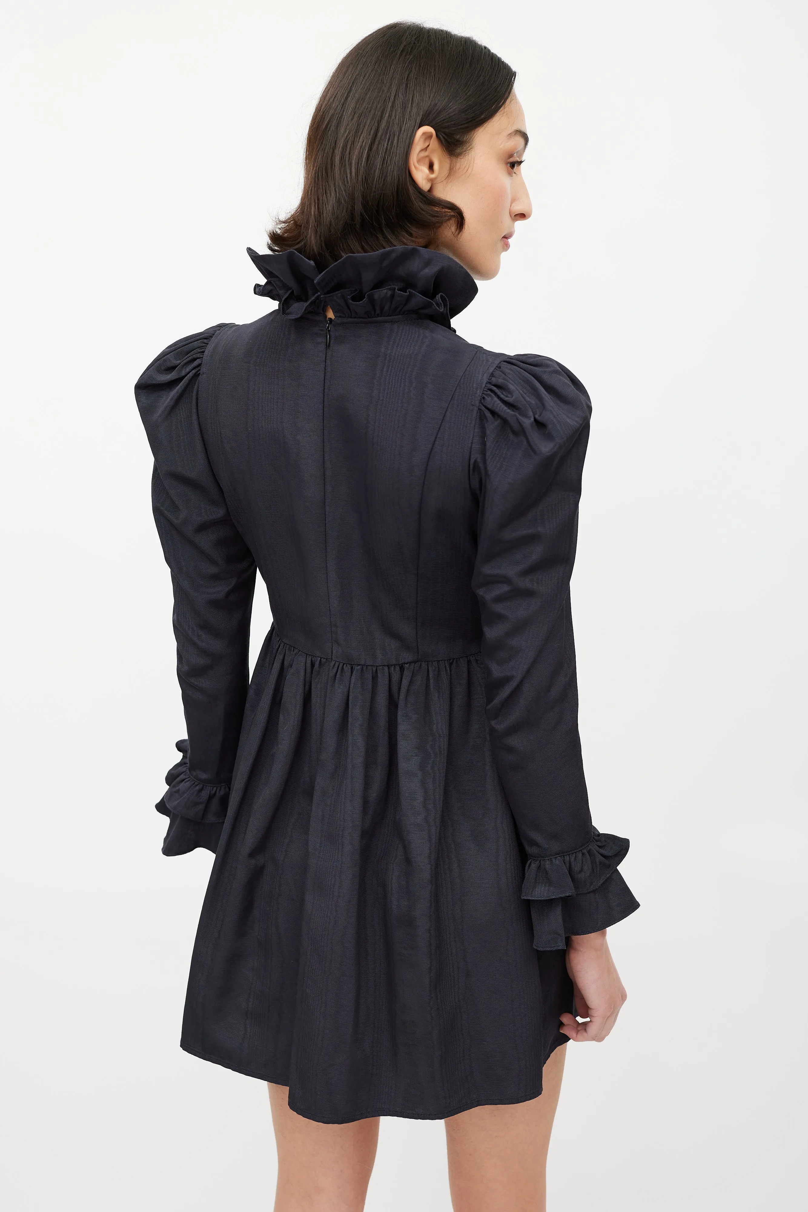 Black Ruffled Peter Pan Collar Dress