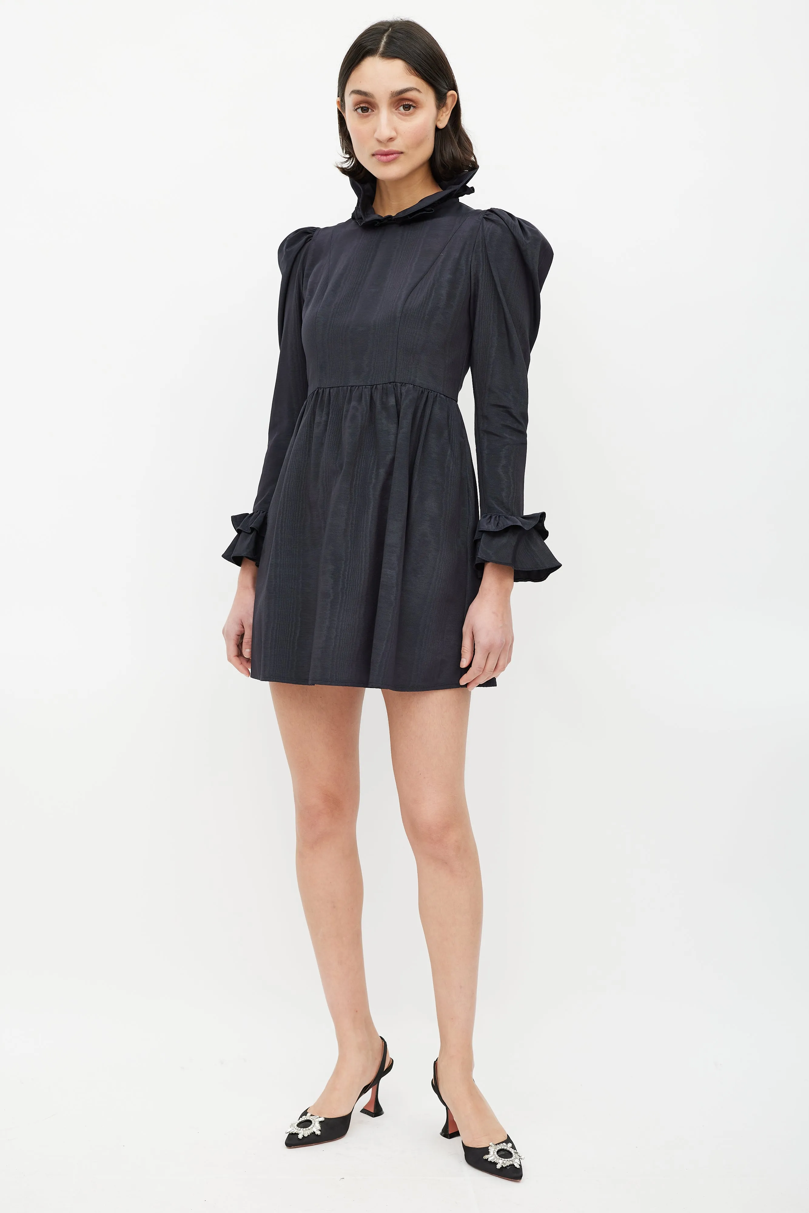 Black Ruffled Peter Pan Collar Dress