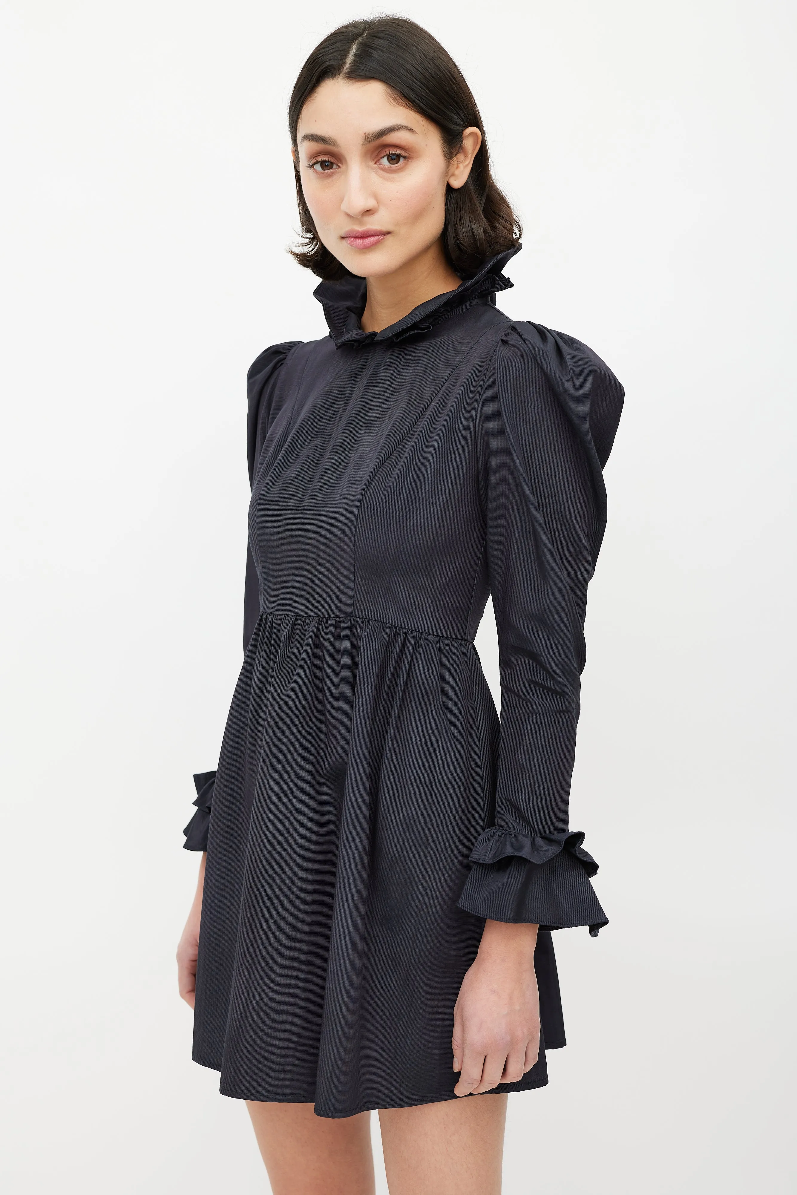 Black Ruffled Peter Pan Collar Dress