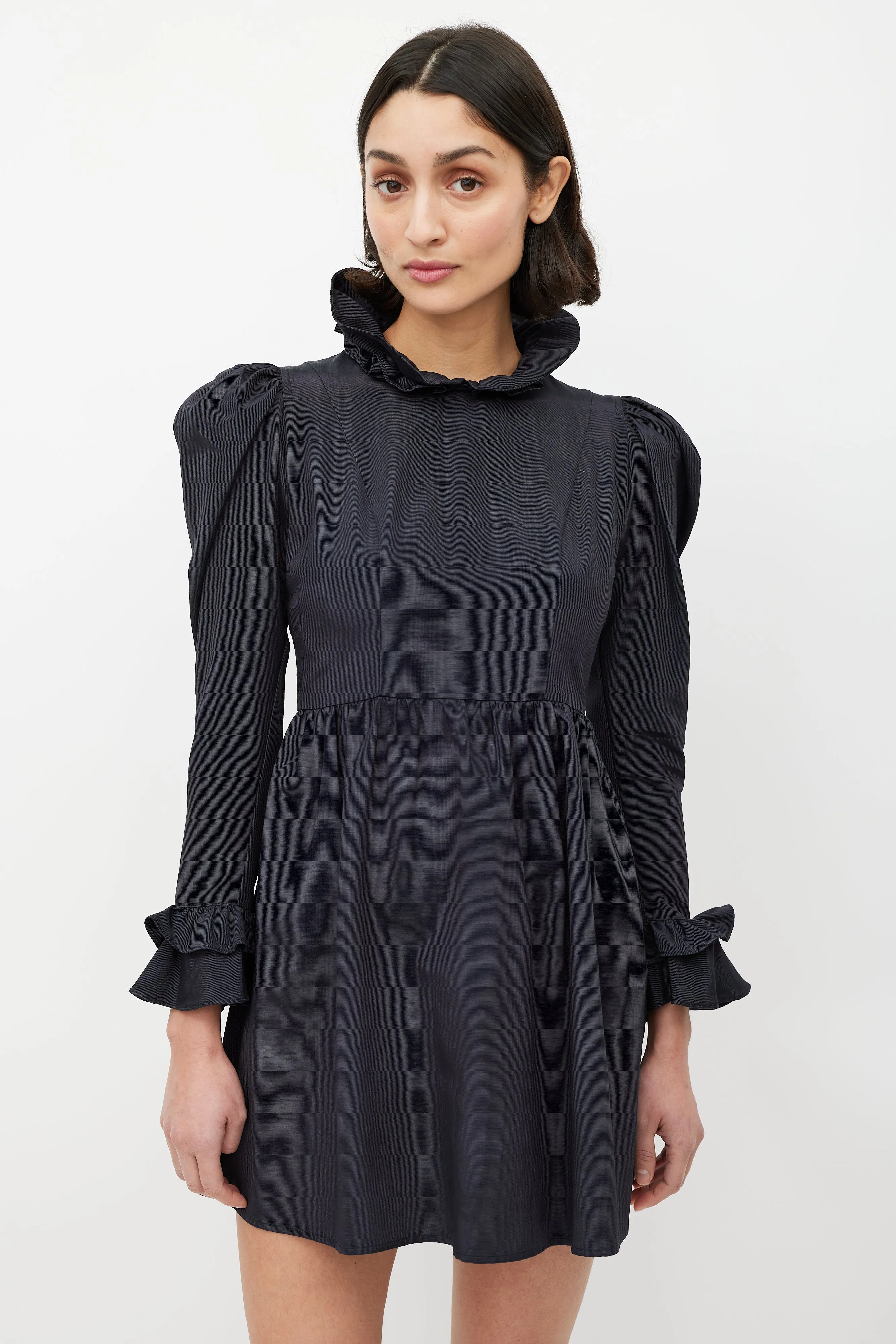 Black Ruffled Peter Pan Collar Dress