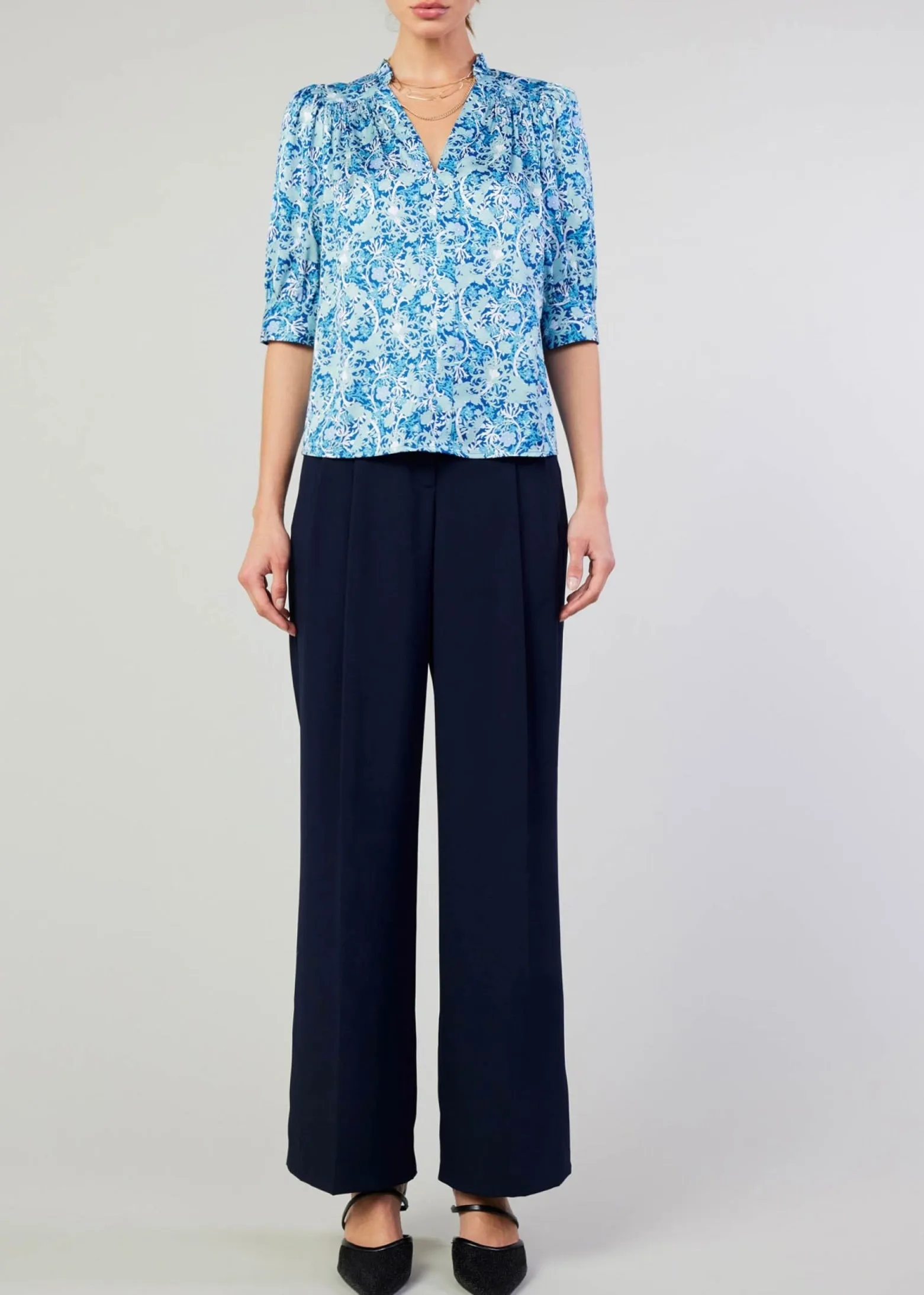 Boho Print Blouse - Blue Multi FINAL SALE