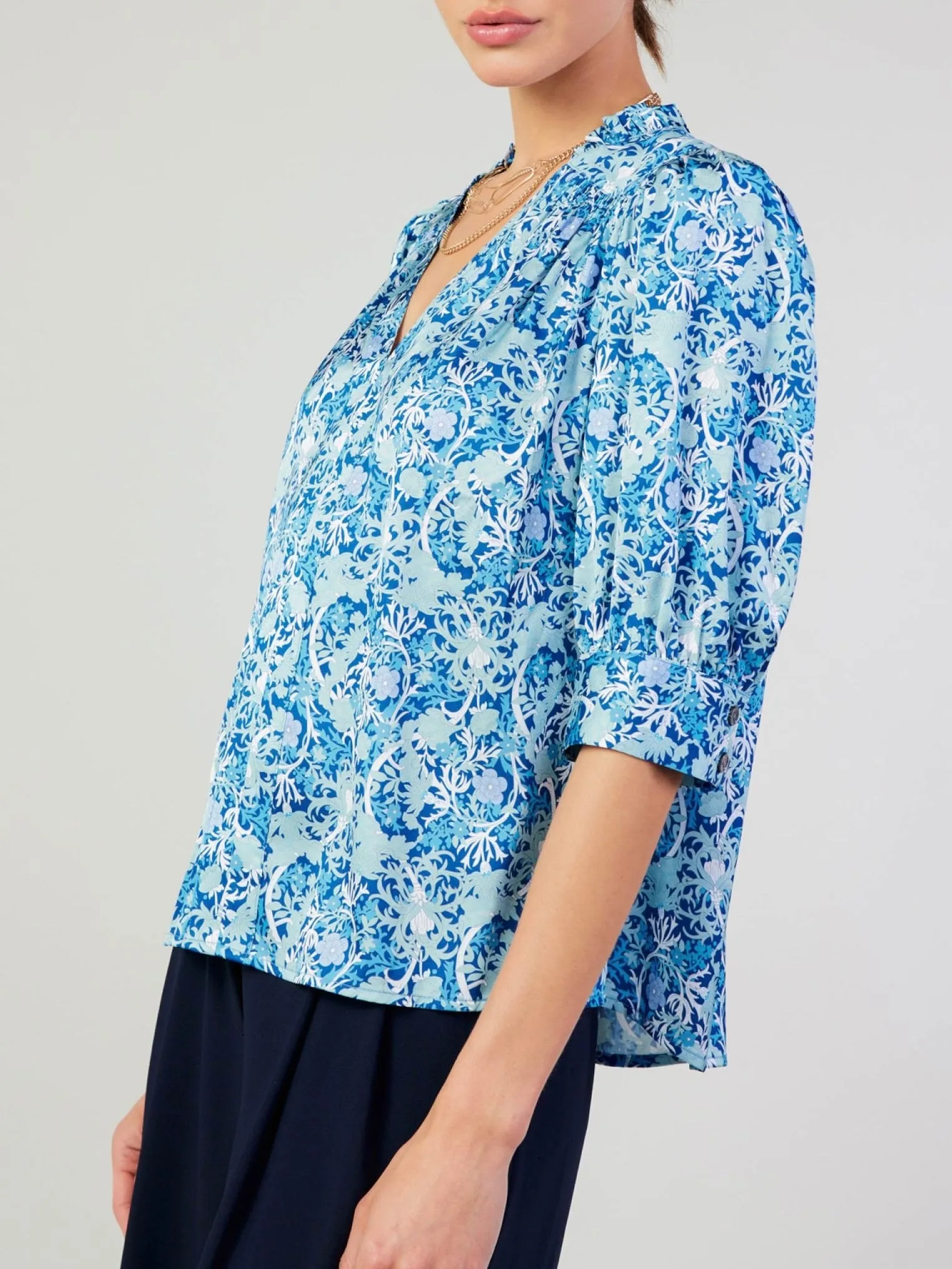 Boho Print Blouse - Blue Multi FINAL SALE