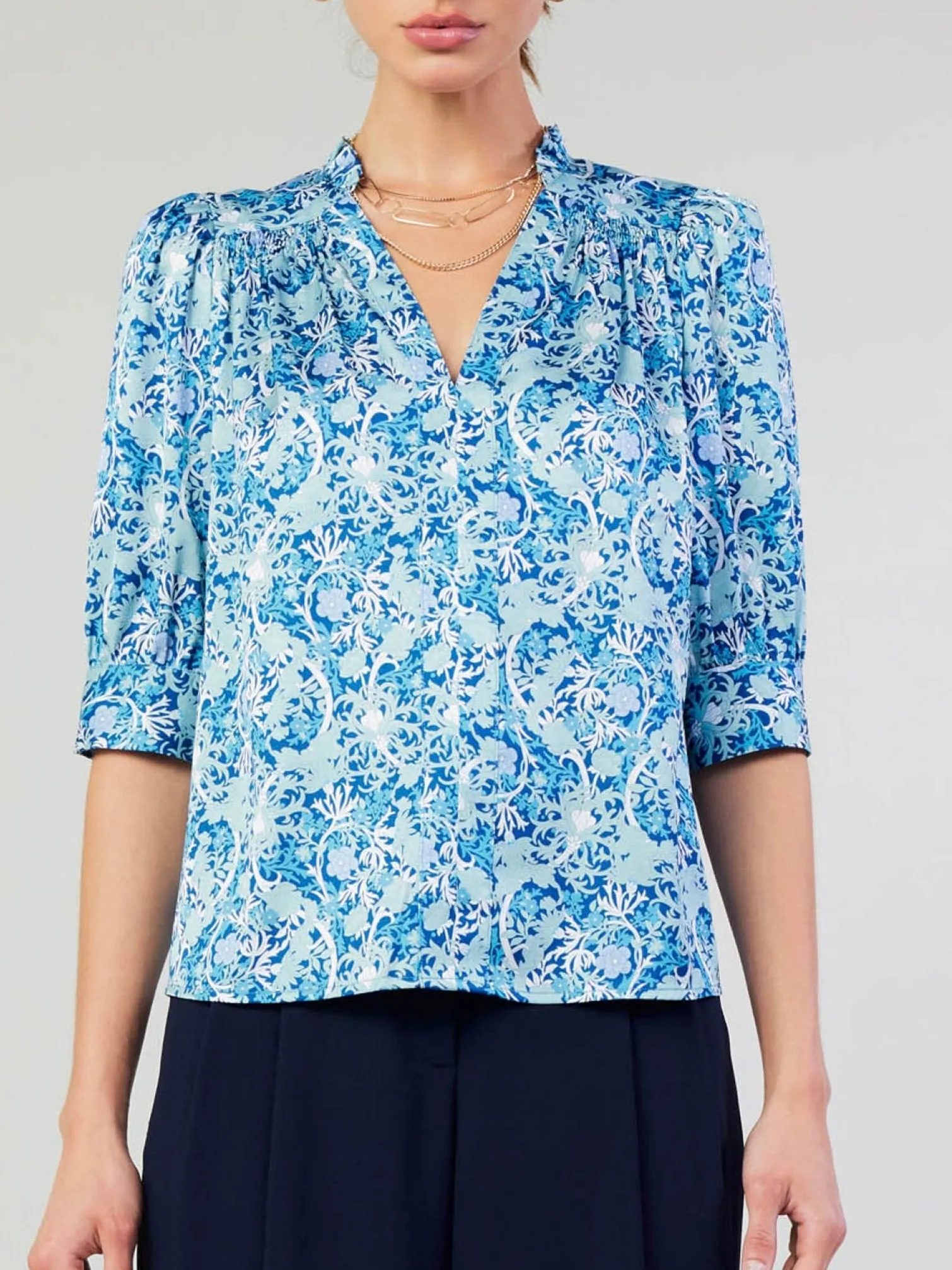 Boho Print Blouse - Blue Multi FINAL SALE