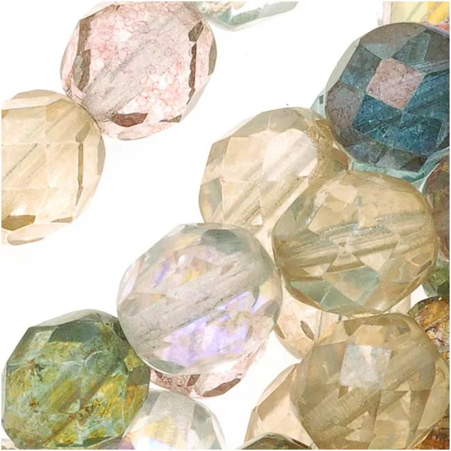 Czech Fire Polished Glass Beads 8mm Round Multi Luster Mix (25 pcs)