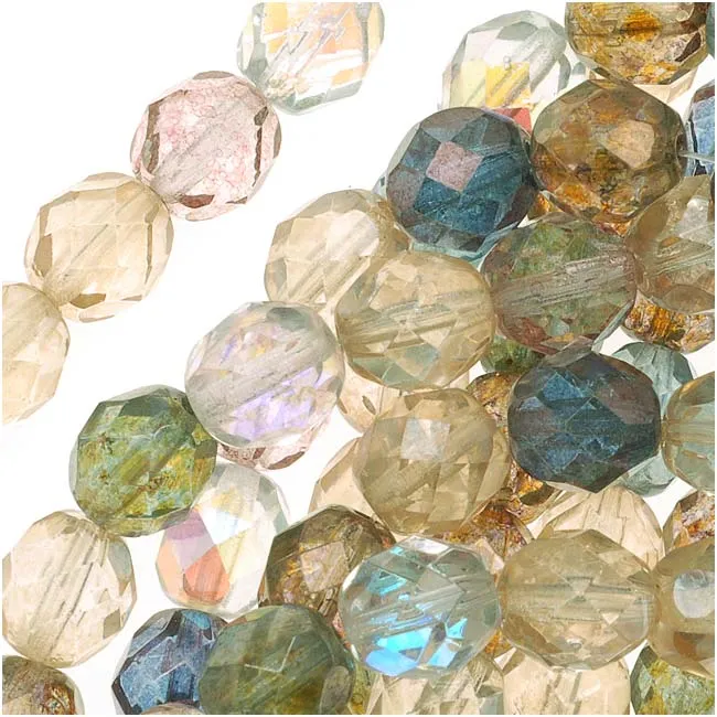 Czech Fire Polished Glass Beads 8mm Round Multi Luster Mix (25 pcs)