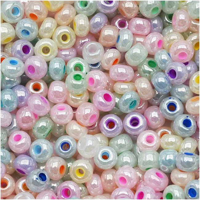 Czech Glass Seed Beads, 6/0 Round, Pastel Pearl Mix (1 Ounce)