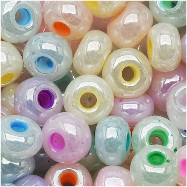 Czech Glass Seed Beads, 6/0 Round, Pastel Pearl Mix (1 Ounce)