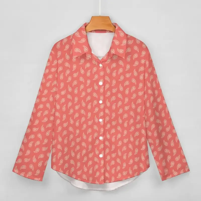 Embrace Smart-Casual Shenanigans with this Coral Pink Paisley Top
