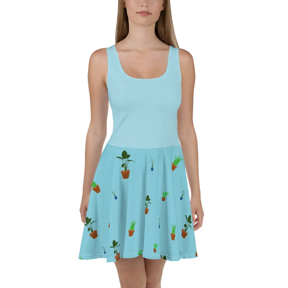 House Plants Print Women's Skater Dress