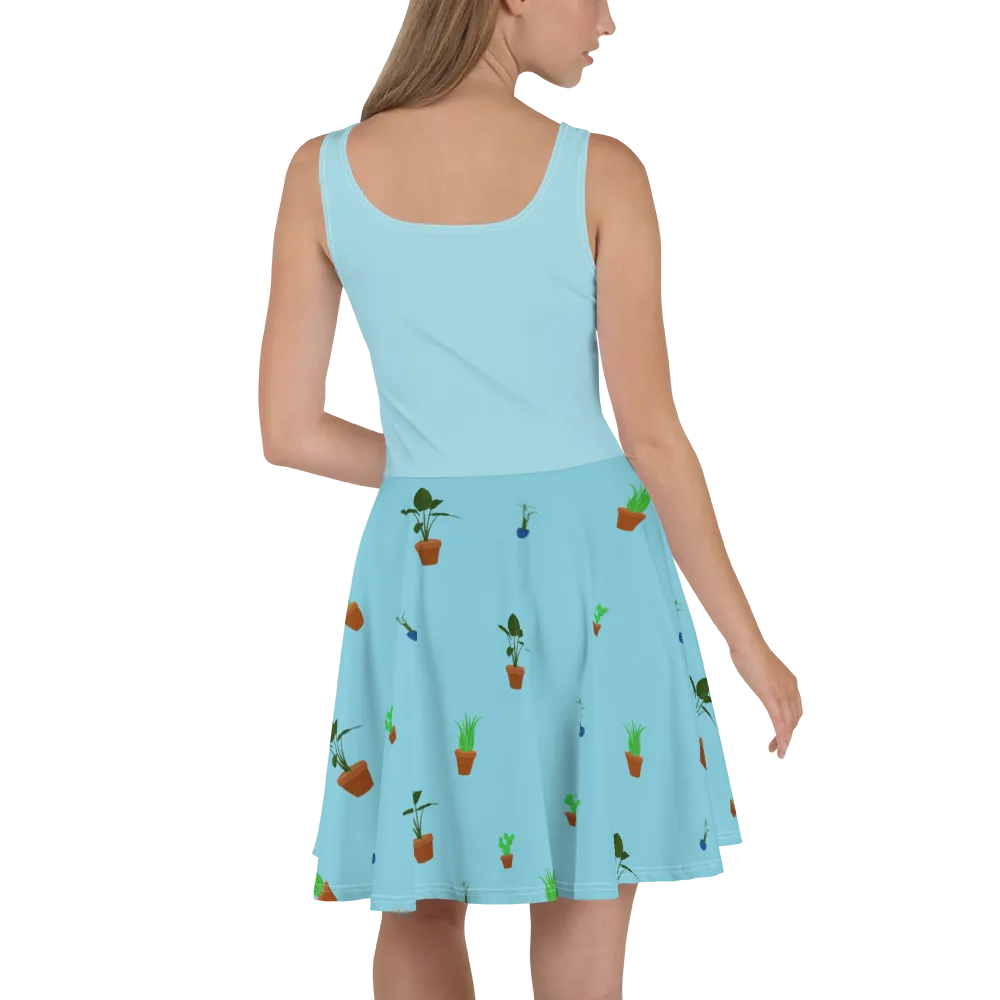 House Plants Print Women's Skater Dress