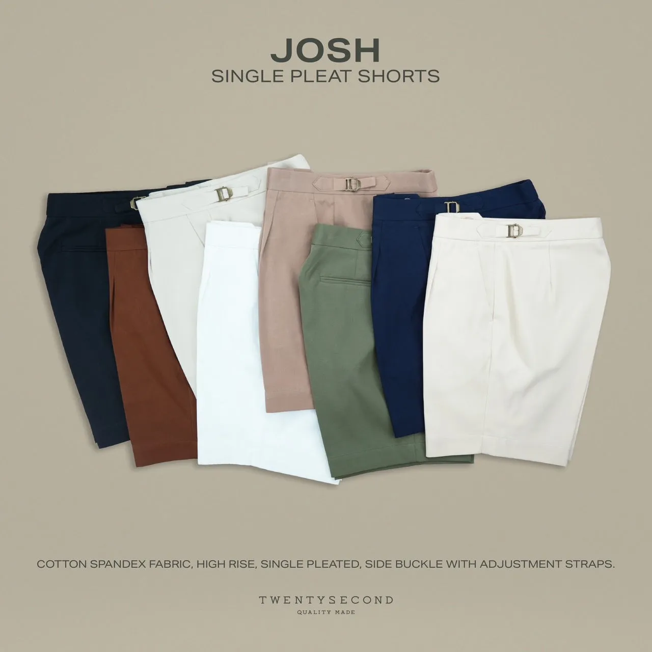 JOSH SINGLE PLEAT SHORTS - BLACK