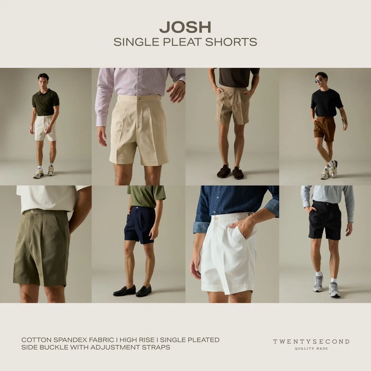 JOSH SINGLE PLEAT SHORTS - BLACK