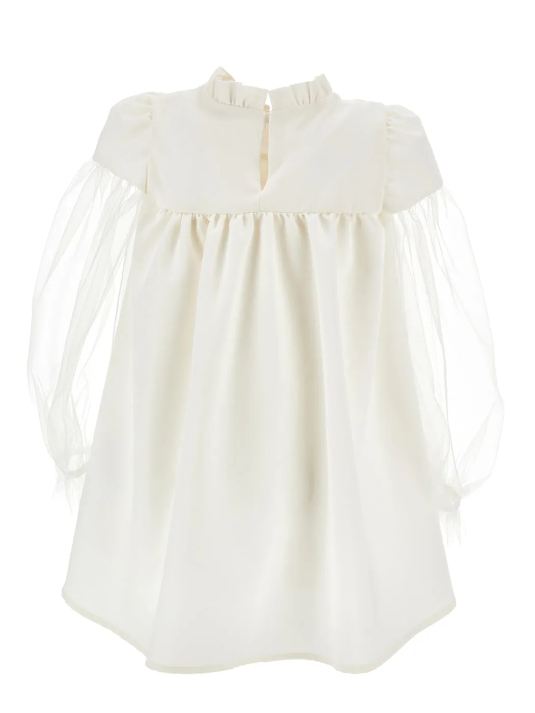 MONNALISA Girls white dress with Puff Sleeve-17B901