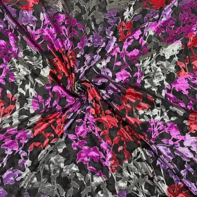Multicolor Floral Print Brasso Velvet Fabric