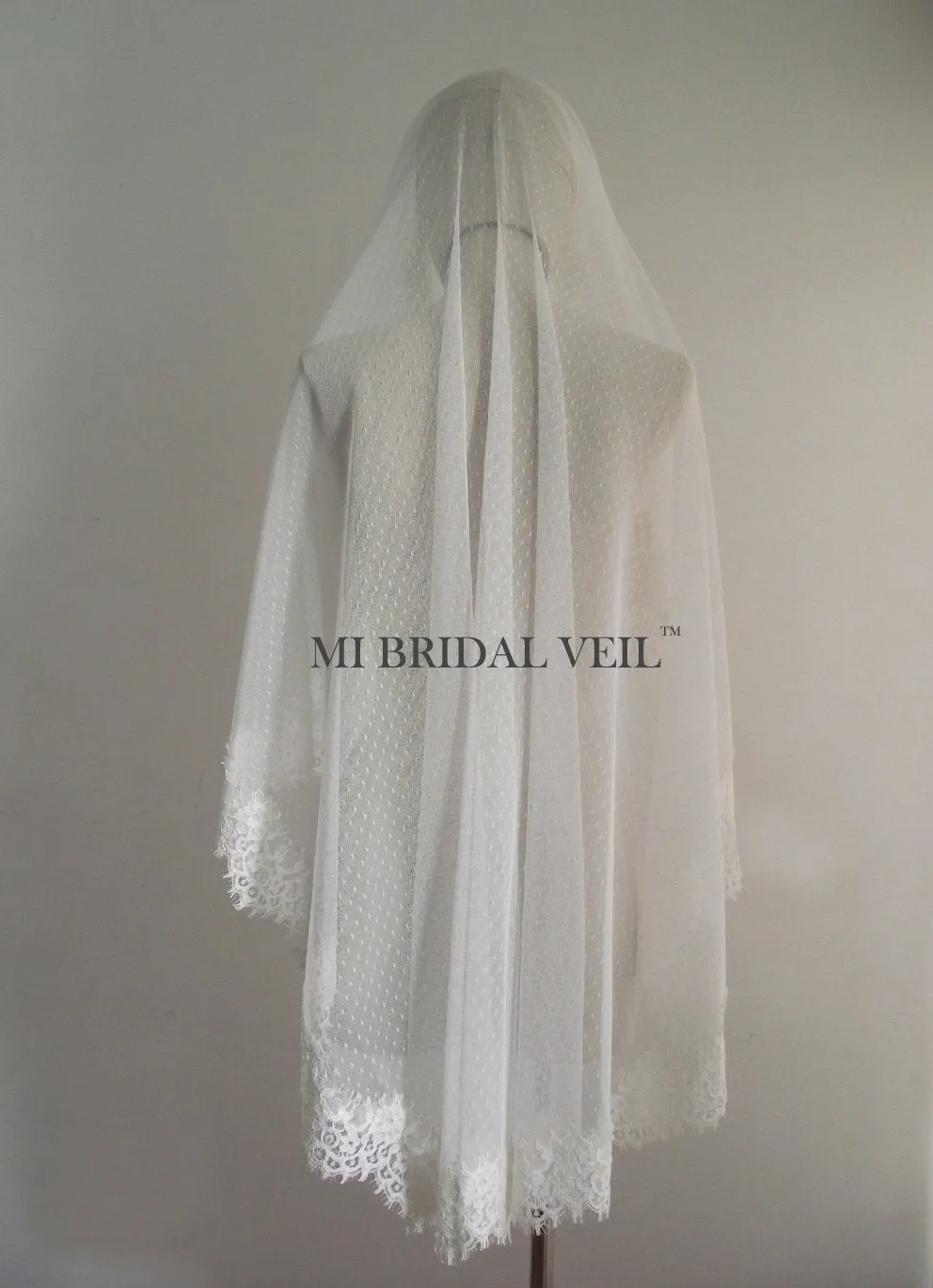 Polka Dot Veil, Mantilla Lace Wedding Veil, Vintage Inspired Rose Lace Bridal Veil Mi Bridal