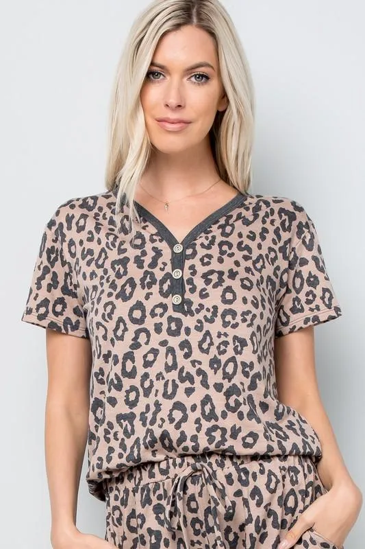 Pre-Order Leopard Print Button Detail Top