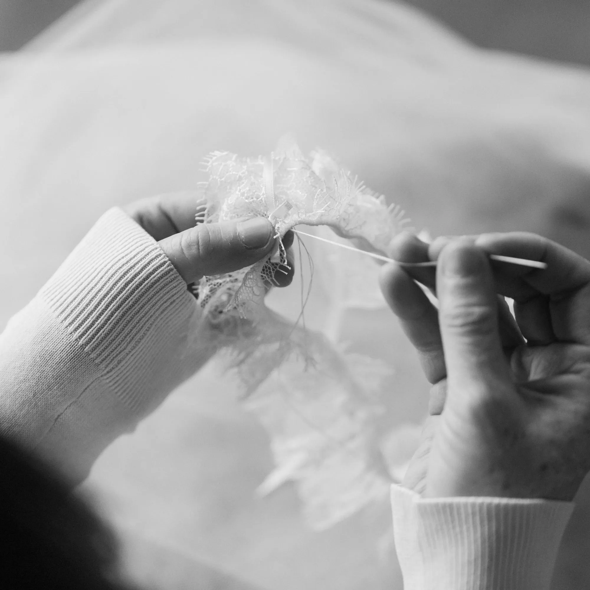 Soft blue tulle wedding garter with delicate lace - 'Elva'