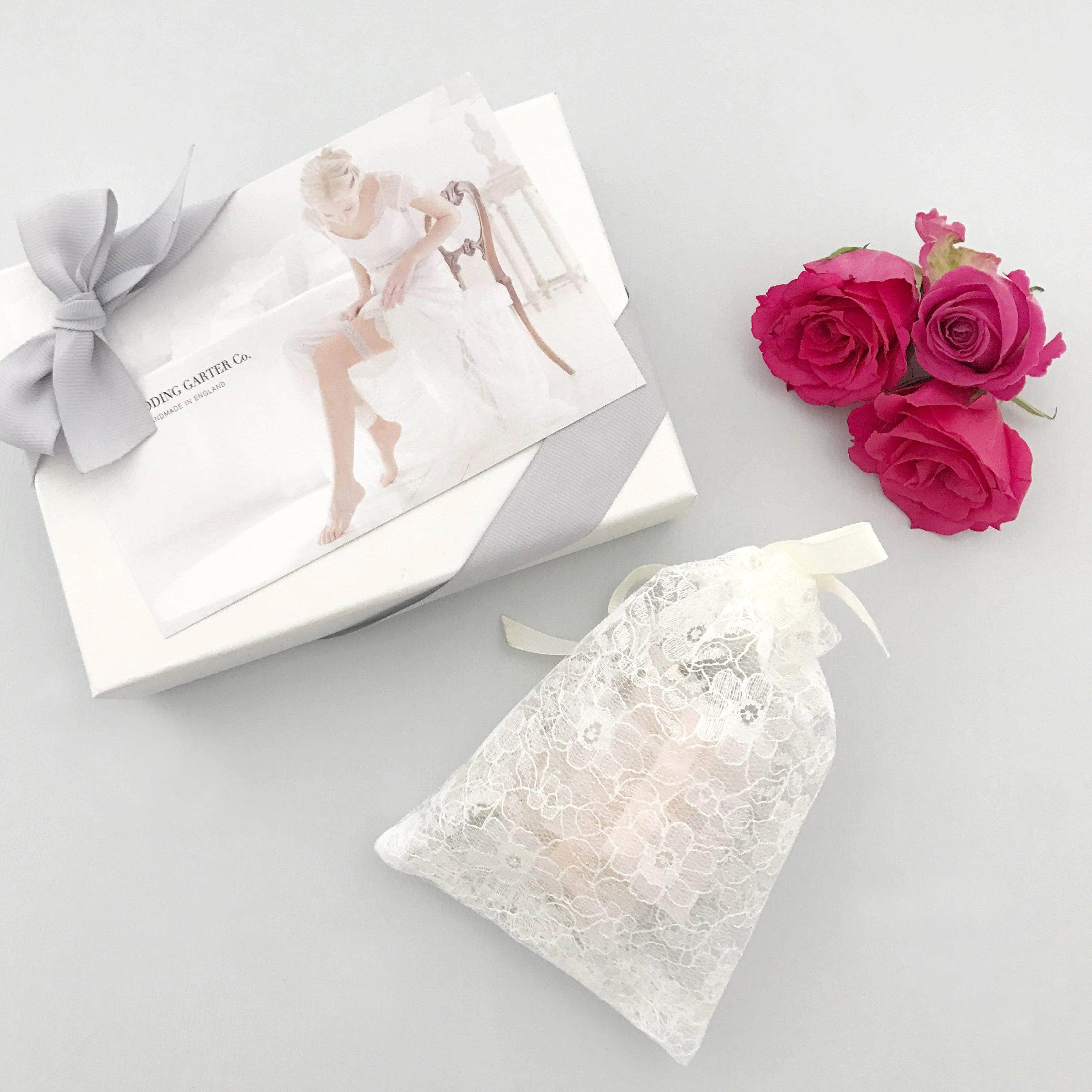 Soft blue tulle wedding garter with delicate lace - 'Elva'