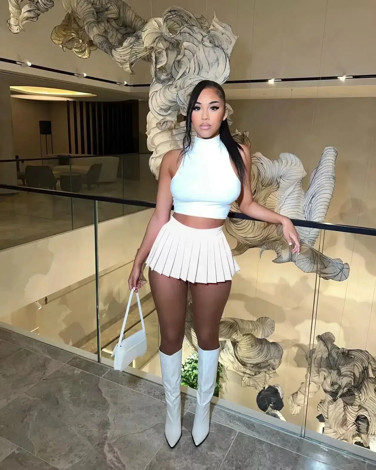 Tennis Stretchy Skirts 2024 Korean Waist Pleated Summer A-Line High Fashion Dress
