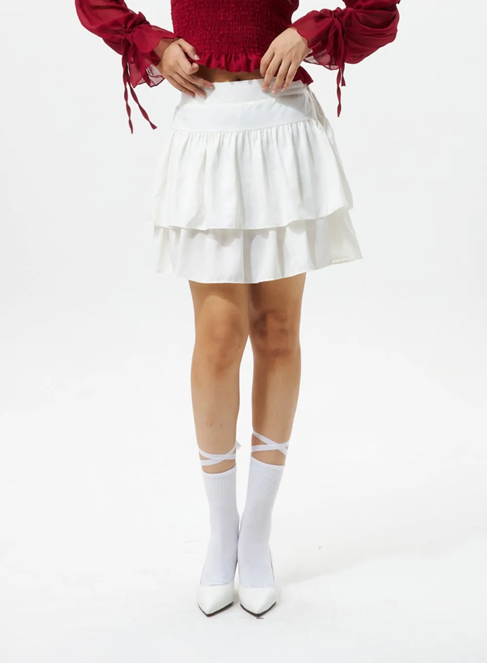 Tiered Ruffle Mini Skirt IS319