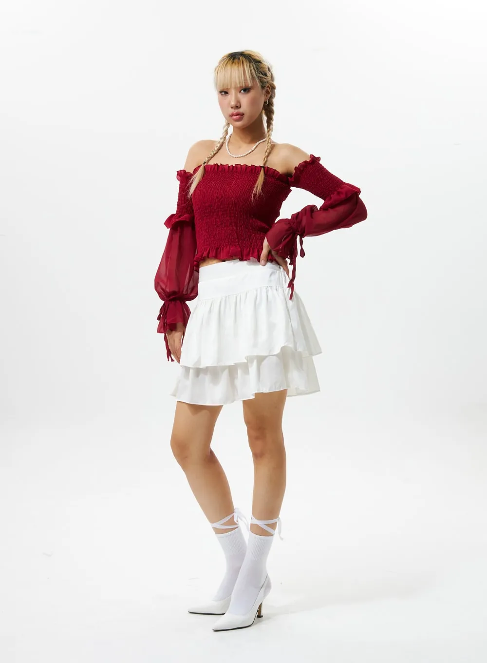 Tiered Ruffle Mini Skirt IS319