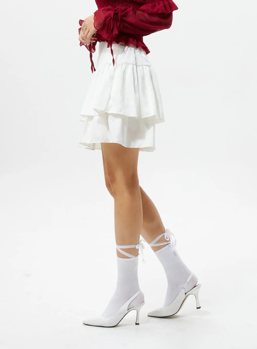 Tiered Ruffle Mini Skirt IS319