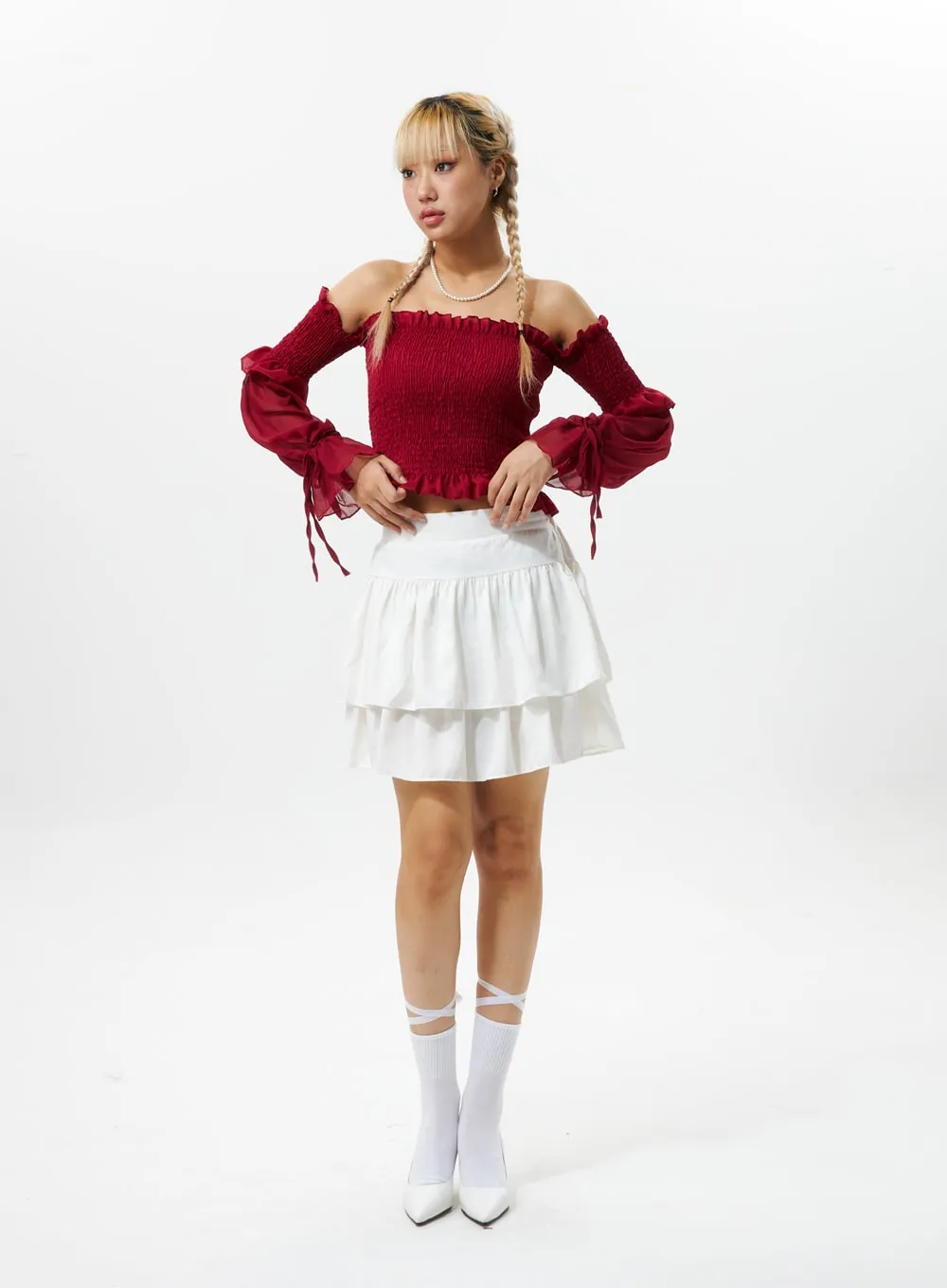 Tiered Ruffle Mini Skirt IS319