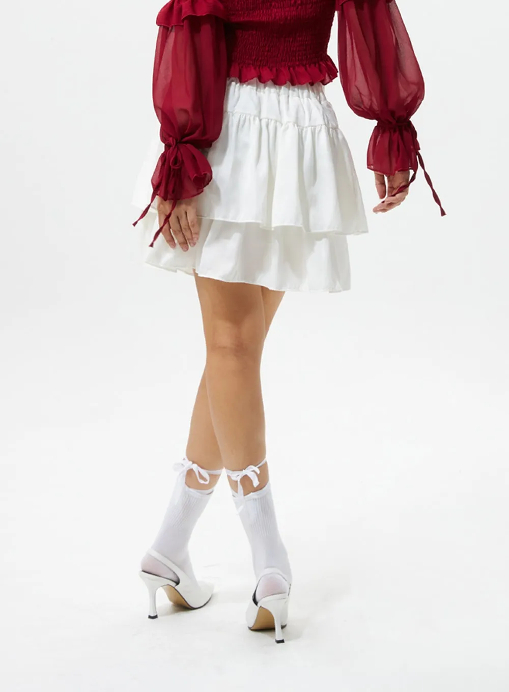 Tiered Ruffle Mini Skirt IS319