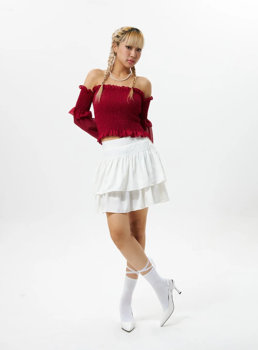 Tiered Ruffle Mini Skirt IS319